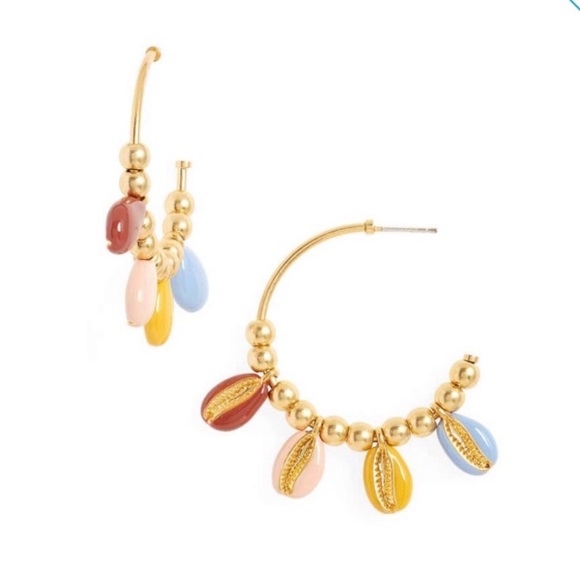 Madewell Enameled Cowrie Shell Hoop Earrings - Picture 2 of 3